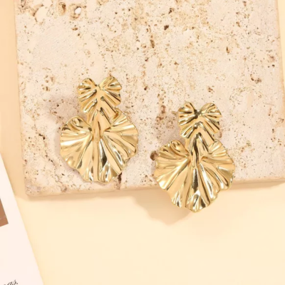 BOUCLES D'OREILLES - FEUILLES - ACIER INOXYDABLE
