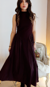 ROBE LONGUE BI MATIERE - PRUNE - MOOYA 