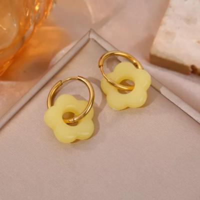 BOUCLES D'OREILLES - FLEUR JAUNE 