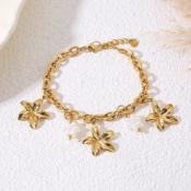 BRACELET - FLEURS ET PERLES - ACIER INOXYDABLE