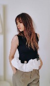 TOP BICOLORE - NOIR - MOOYA 
