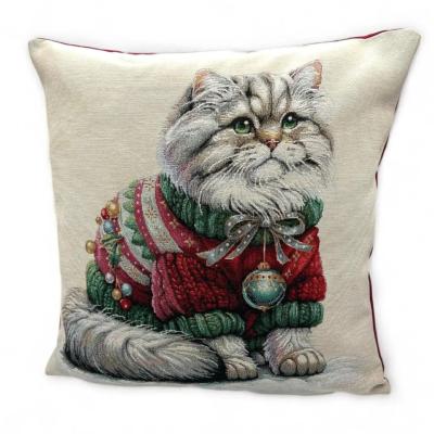 HOUSSE DE COUSSIN - CHAT DE NOEL