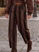 PANTALON BALLON - RAYURES NOIR ET MARRON - MOOYA 