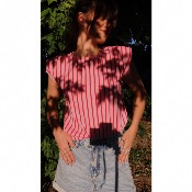 T-SHIRT - RAYURES ROSES 