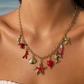 COLLIER DORE - EN Y A CHARMS ROUGES 