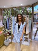 VESTE SANS MANCHE - BLEUE A POIS - MOOYA