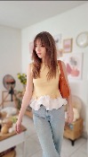 TOP BICOLORE - JAUNE - MOOYA 