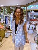 VESTE SANS MANCHE - BLEUE A POIS - MOOYA