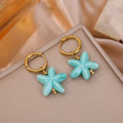 BOUCLES D'OREILLES - ETOILE DE MER - RESINE