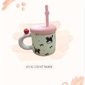 MUG CHAT - POMME - ROSE