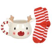 COFFRET MUG - ENSEMBLE CHAUSSETTES DE NOEL RUDOLPH