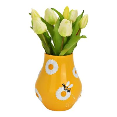 VASE DECORATIF - IMPRIME ABEILLES ET FLEURS
