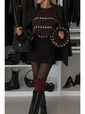 PULL LARGE A RAYURES CHOCOLAT -  ESTEE BROWN