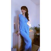 COMBINAISON GAZE DE COTON - BLEU BEBE 