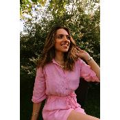 COMBINAISON SHORT - GAZE DE COTON - ROSE