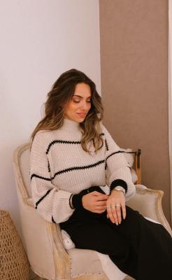 PULL LARGE A RAYURES BEIGE -  ESTEE BROWN