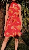 ROBE COURTE - IMPRIME ROUGE 