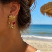 BOUCLES D'OREILLES - ETOILE DE MER ROUGE