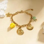 BRACELET - BRELOQUE ETE JAUNE ET VERT- ACIER INOXYDABLE