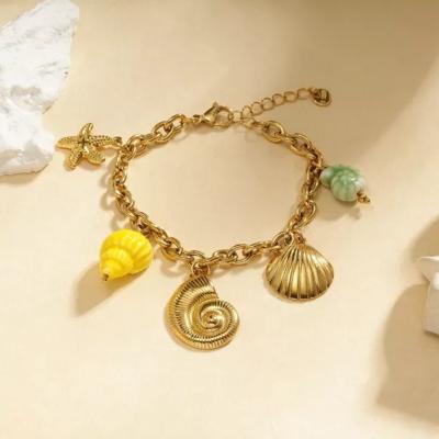 BRACELET - BRELOQUE ETE JAUNE ET VERT- ACIER INOXYDABLE