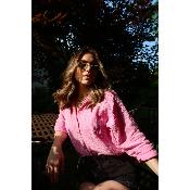 CHEMISE GAZE DE COTON - RAYURES ROSE - ESTEE BROWN