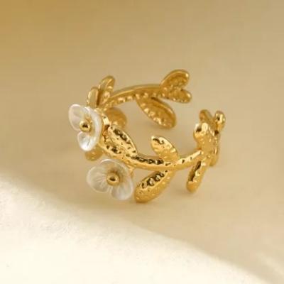 BAGUE AJUSTABLE - MOTIF FEUILLAGES TEXTURES