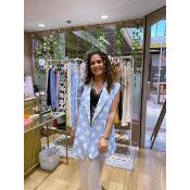 VESTE SANS MANCHE - BLEUE A POIS - MOOYA