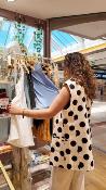 VESTE SANS MANCHE - BLANCHE A POIS - MOOYA