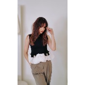 TOP BICOLORE - NOIR - MOOYA 