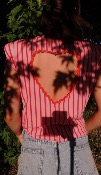 T-SHIRT - RAYURES ROSES 