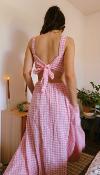 ROBE MOTIF CARREAUX VICHY - GAZE DE COTON - ROSE