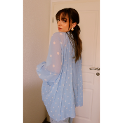 BLOUSE - MOTIF POIS BLANC - BLEU BEBE 