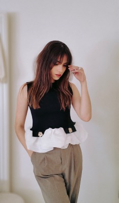 TOP BICOLORE - NOIR - MOOYA 