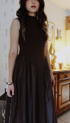 ROBE LONGUE BI MATIERE - MARRON  - MOOYA 
