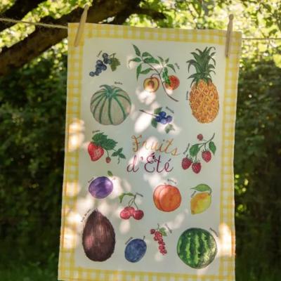 TORCHON COTON - FRUIT D'ETE - CAROFROMWOOLAND