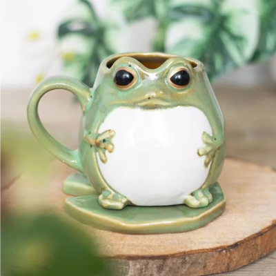 TASSE GRENOUILLE AVEC SA FEUILLE DE LOTUS - CERAMIQUE 