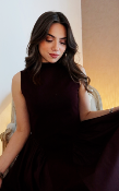 ROBE LONGUE BI MATIERE - PRUNE - MOOYA 