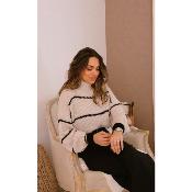 PULL LARGE A RAYURES BEIGE -  ESTEE BROWN