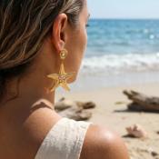 BOUCLE D'OREILLES - ETOILE DE MER - PENDANTE