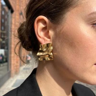 BOUCLES D'OREILLES - FEUILLE FROISSE A CLIP 