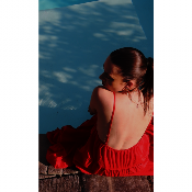 ROBE LONGUE COTON - BROCHE SOLEIL - ROUGE 