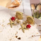 BOUCLES D'OREILLES - ETOILE DE MER ROUGE