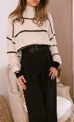 PULL LARGE A RAYURES BEIGE -  ESTEE BROWN