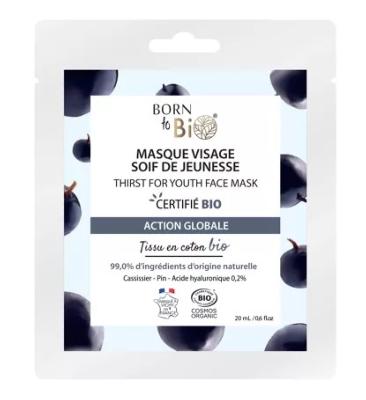 MASQUE POUR LE VISAGE - SOIF DE JEUNESSE - COTON - BORN TO BIO