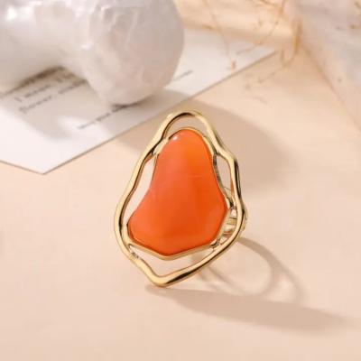 BAGUE ACIER INOXYDABLE - PIERRE ORANGE - LOVELIKA